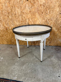 Table bouillotte style Napoléon III, plateau marbre et galerie laiton